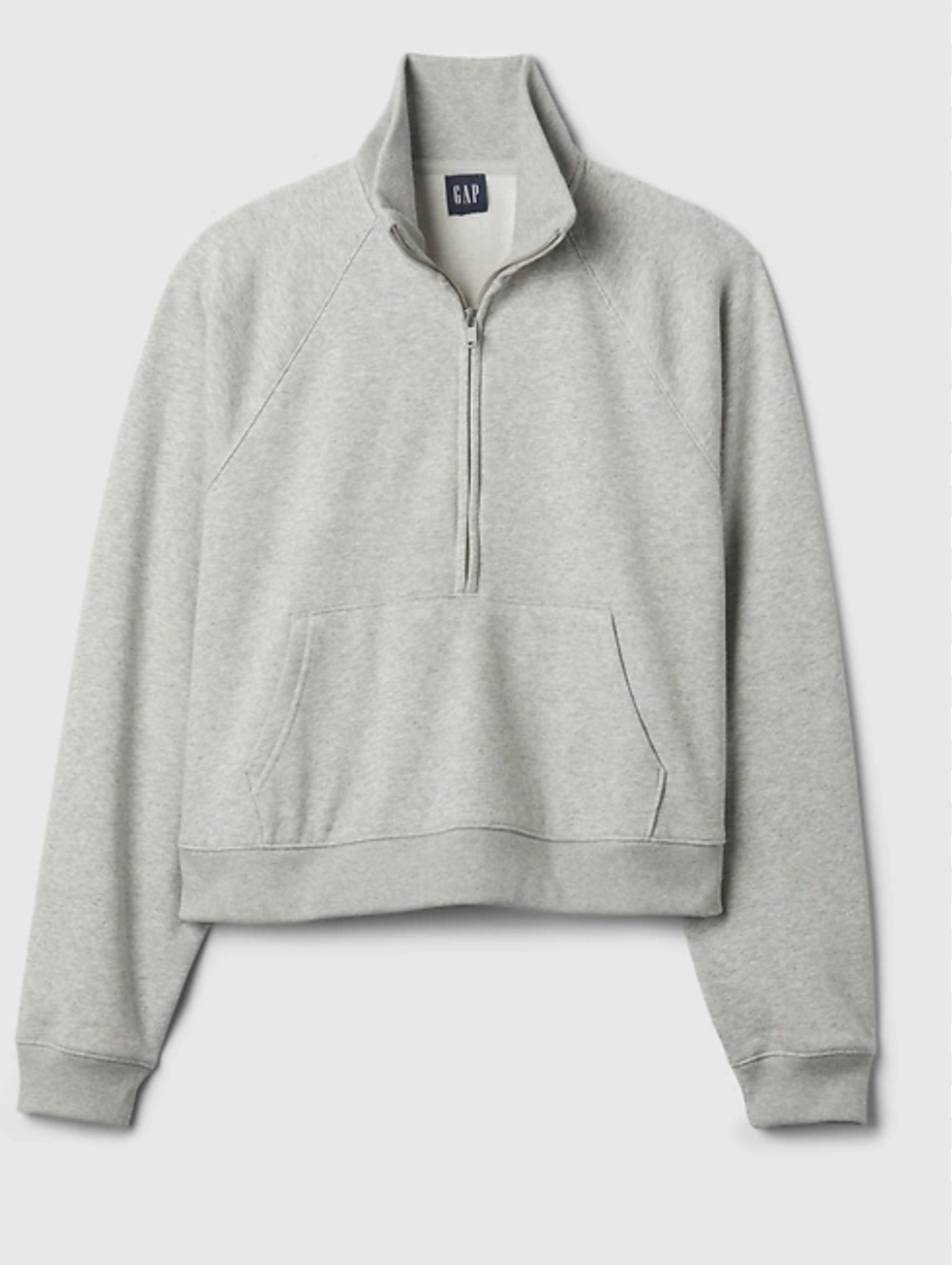 GAP - Women's Vintage Soft Cropped Half-Zip Pullover. Small. Heathered Gray.